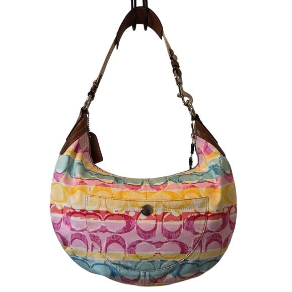 Coach Handbags - Coach Hamptons Watercolor Scribble Hobo Bag C0985-11754 EUC Purse Y2K 2009